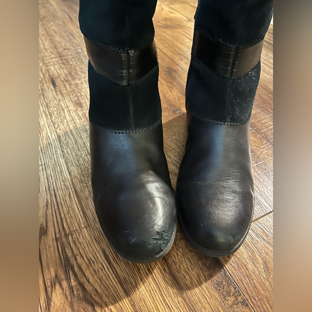 Leather/Suede Patchwork Boots - image 8